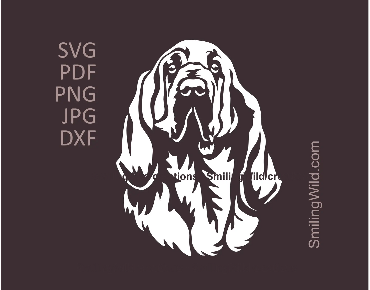 White Bloodhound SVG, DXF and PNG clipart featuring a realistic scent hound face – ideal for dark t-shirts, police dog themed crafts, and personalized gifts