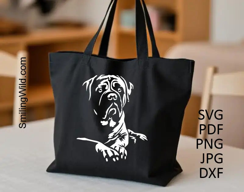 Lying Bullmastiff vector DXF graphic file for Cricut cutting and silhouette machine crafts