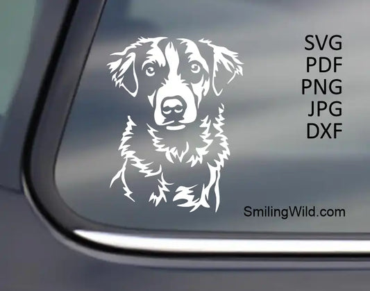Kromfohrländer Dog Face cuteed out using White Vector Files - SVG, PNG or DXF on a black car window - a part of black and white series, emphasizing the high-contrast visibility on dark surfaces.