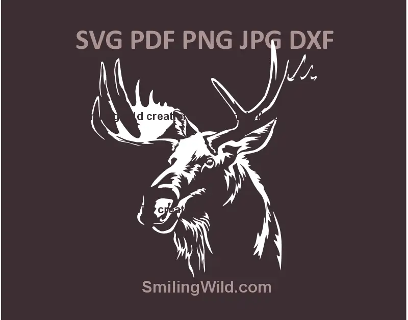 White Moose - Elk SVG, png and dxf laser cut file for forest-themed dark surface crafts