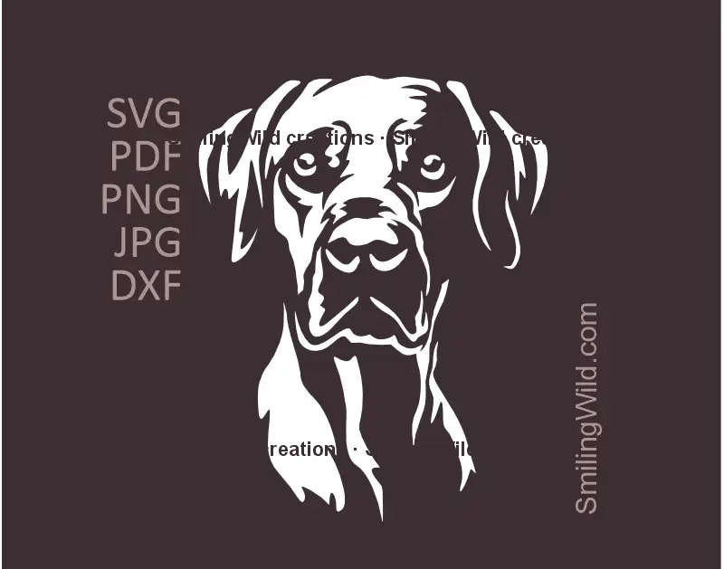 White Rhodesian Ridgeback head SVG, png and dxf files for Cricut and laser engraving – African hunting dog vector cut file
