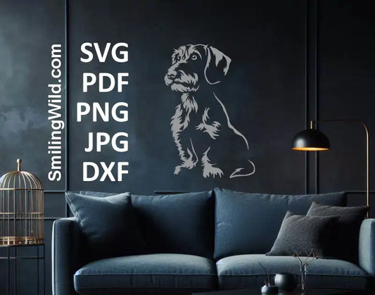 a wall art design of White Wiener dog sitting SVG DXF clipart design for pet-themed crafts