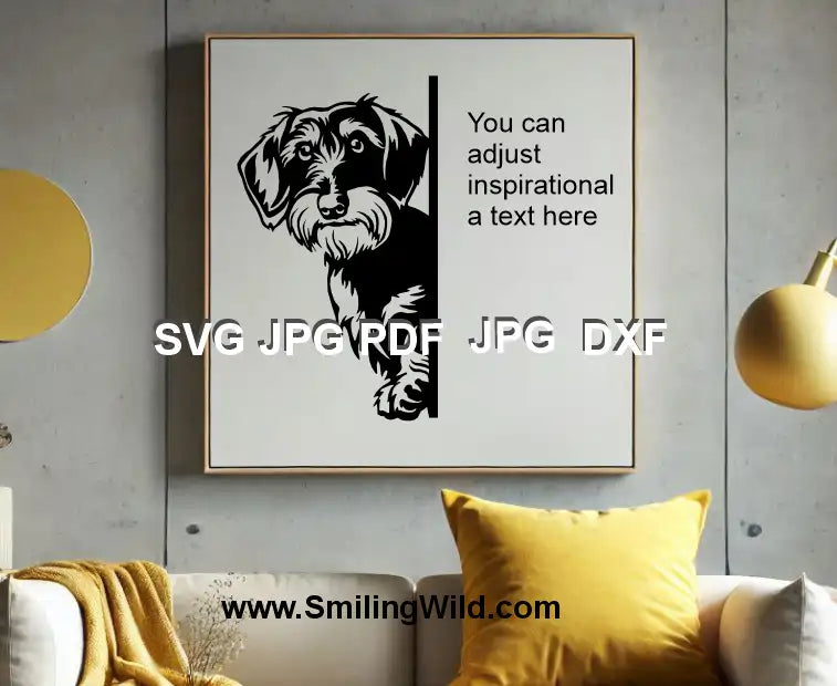 Black Dachshund wiener dog corner art SVG – Ideal for T-shirt printing, home decor, and custom pet accessories