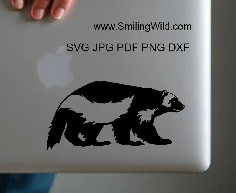 A lapoto design sticker representing Wildlife wolverine SVG PNG DXF vector graphic cuttable file for Cricut and laser engraving