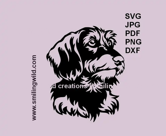 Wirehaired Dachshund head SVG – realistic Dackel clipart for Cricut and laser projects