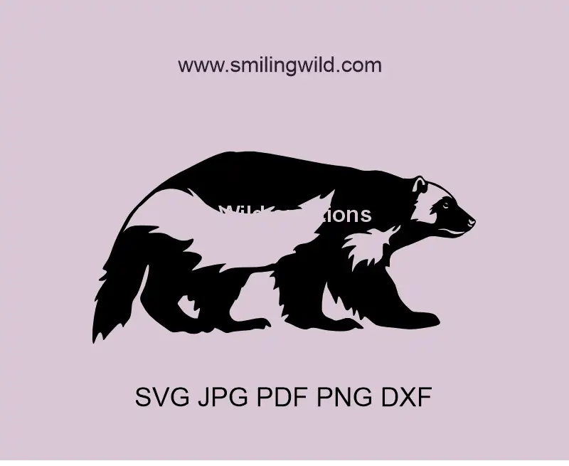 Wolverine SVG PNG DXF forest animal vector cut file for Cricut and laser crafting