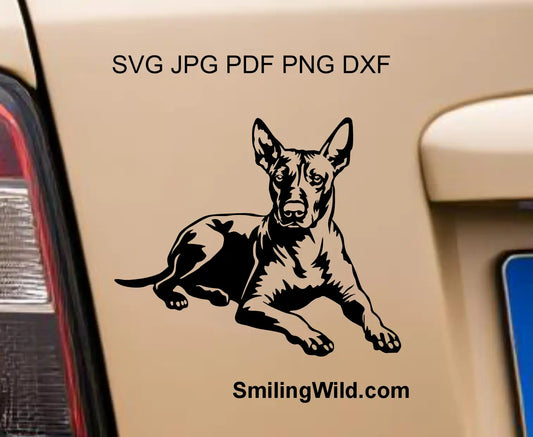 Lying Mexican hairles Xolo dog vector design in DXF and PNG formats, suitable for Cricut vinyl cutting and CNC routing.