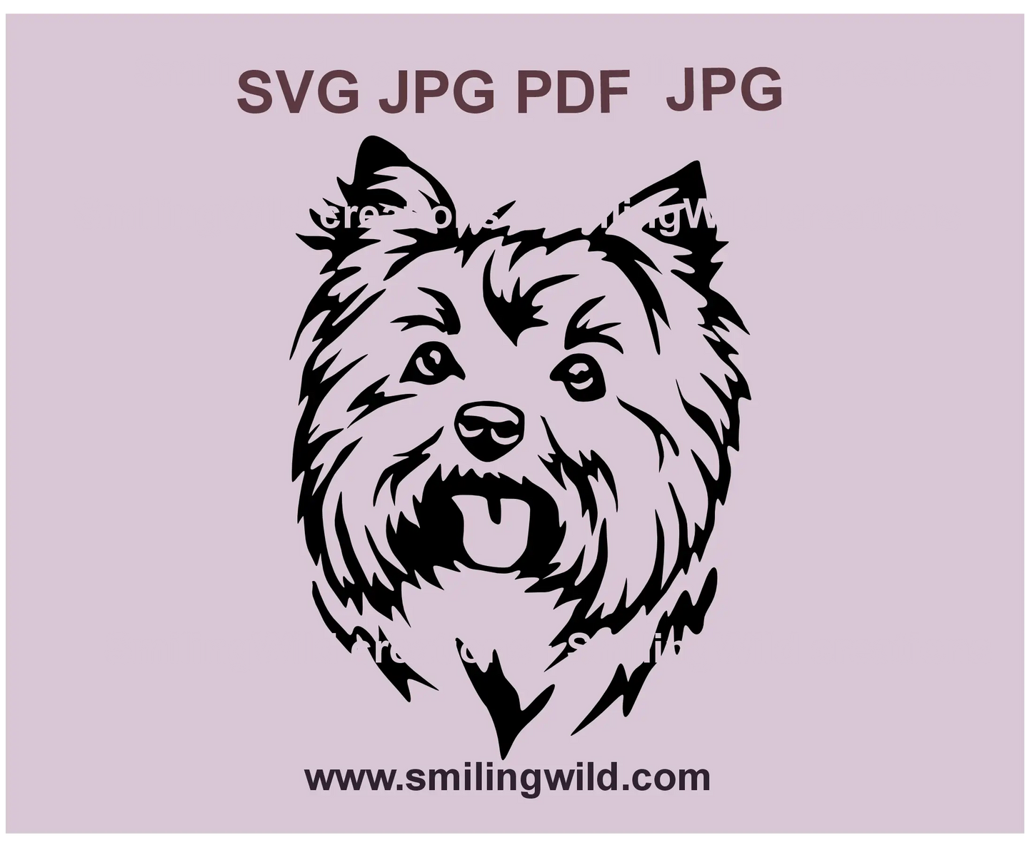 Cute Yorkshire Terrier Dog face SVG, PNG & DXF clipart – ideal for Cricut, Silhouette, and laser engraving projects