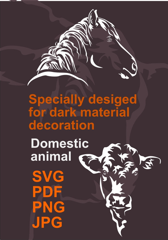 Domestic farm animal WHITE vector clip art