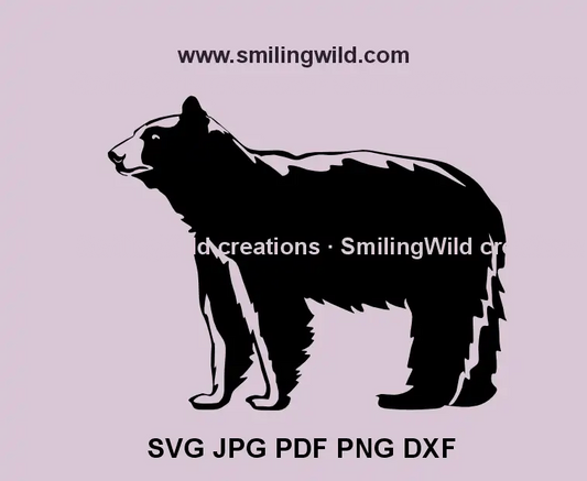Black Bear SVG & PNG, DXF Wildlife Clipart – Animal Vector Design for Cricut, Laser Cutting & Engraving