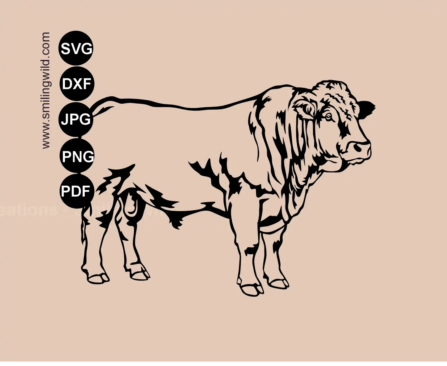 Limousin SVG Clipart - Beef Bull Vector Art Cutting File