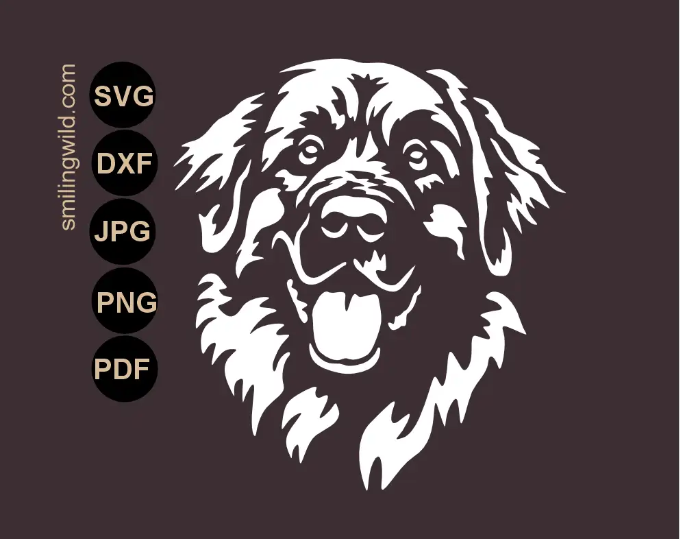 Leonberger SVG Vektordatei | Lächelndes Hund Clipart Portrait