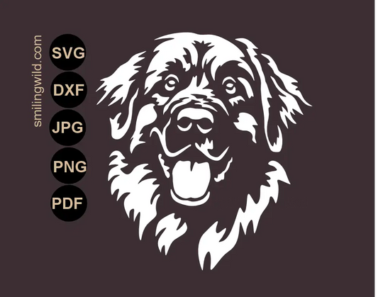 Leonberger SVG Vector Cut FIle | Smiling Dog Clipart Portrait