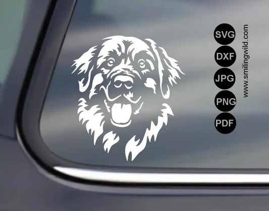 Leonberger SVG Vector Cut FIle | Smiling Dog Clipart Portrait