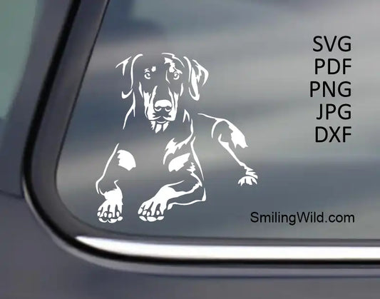 Dobermann Pinscher SVG PNG DXF - Lying Dog White Vector Clipart