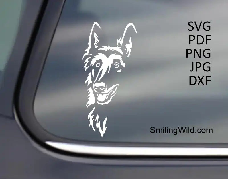 Tervuren White SVG Vector Clipart - Dog Face Portrait for Laser