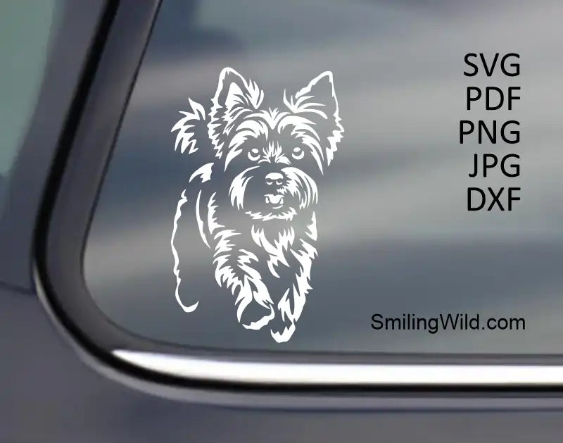 Running Yorkshire Terrier White SVG Clipart - Full Body Vector Cut File