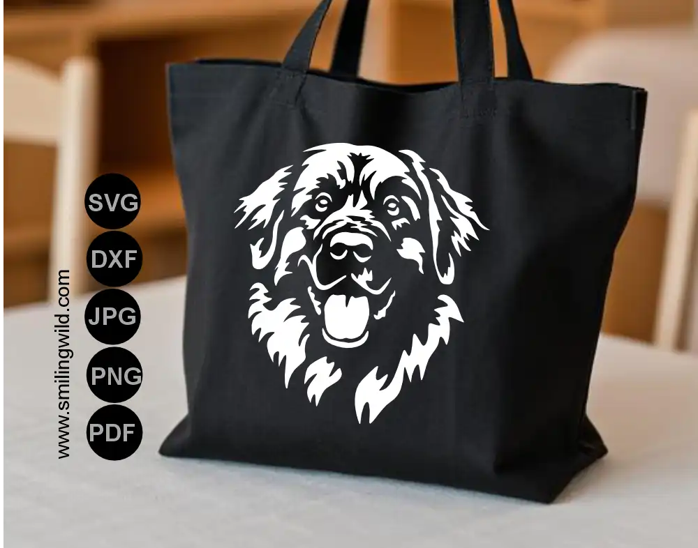 Leonberger SVG Vektordatei | Lächelndes Hund Clipart Portrait