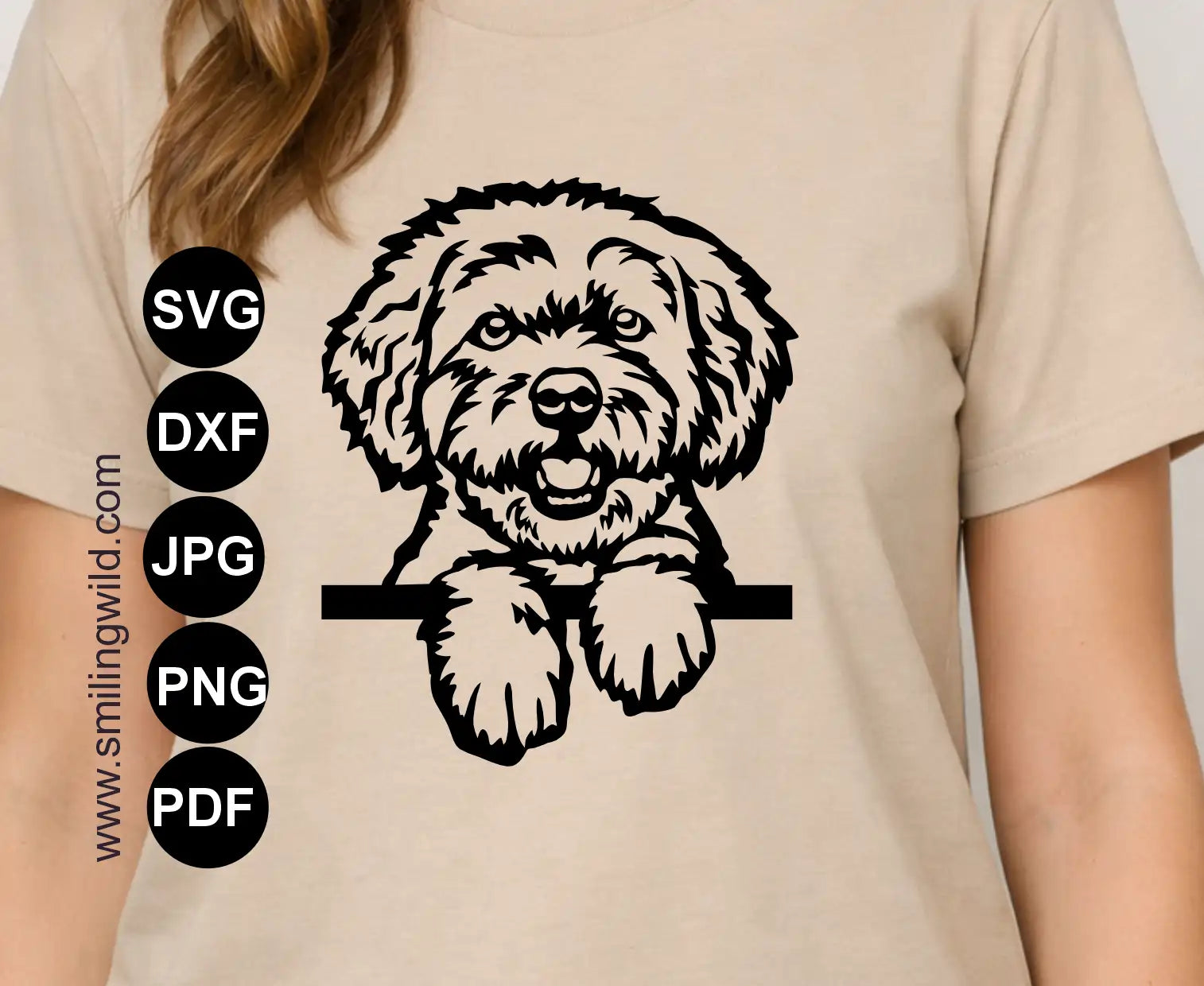 Digitally handcrafted detailed drawing of a Bolonka Zwetna portrait in transparent PNG format presented on a t shirt as a sticker