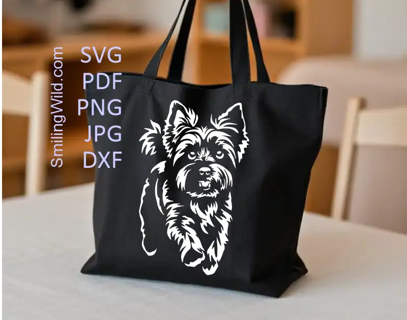 Running Yorkshire Terrier White SVG Clipart - Full Body Vector Cut File