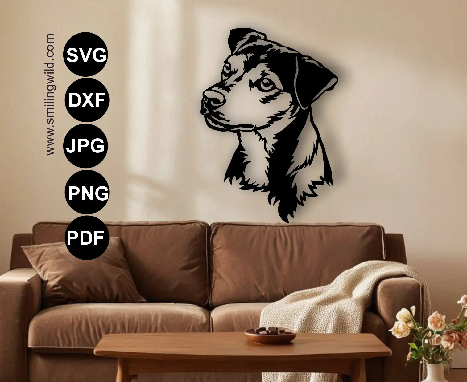 Brazilian Terrier SVG presenting a dog face bridged clipart for metal wall art and laser