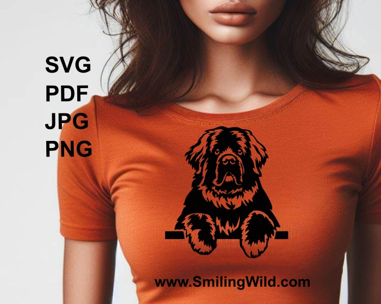 Peeking Newfoundland svg face portrait vector clip art portrait, dog svg