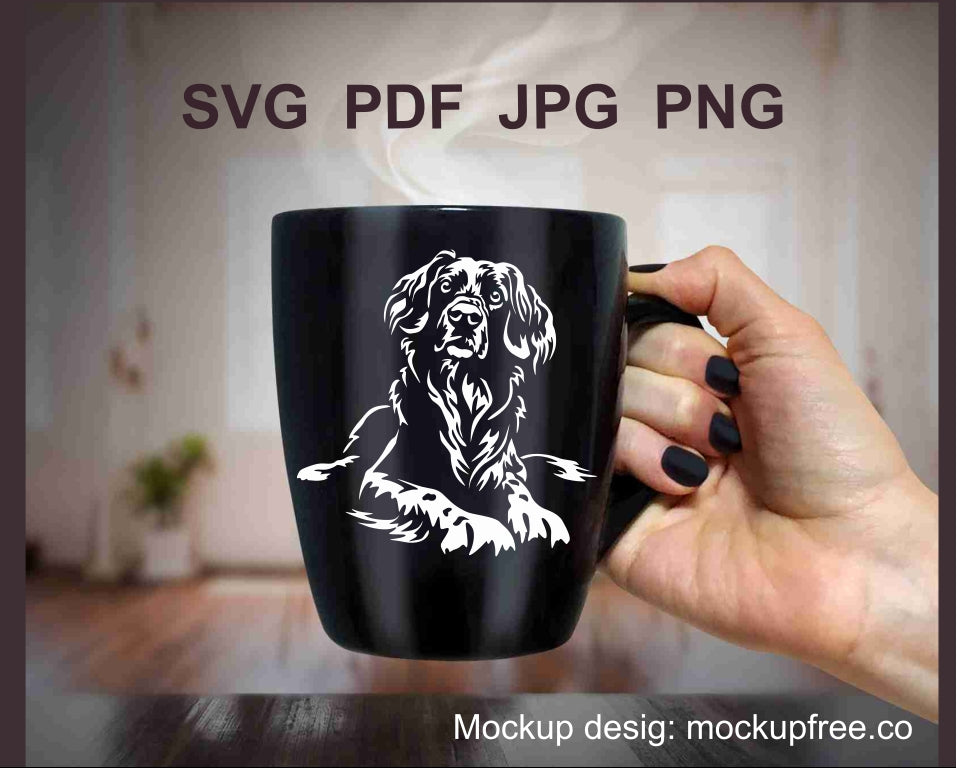 Stabyhoun Hundegesicht SVG Clip Art Portrait, Jagdhund weiß Vektor Grafikdatei