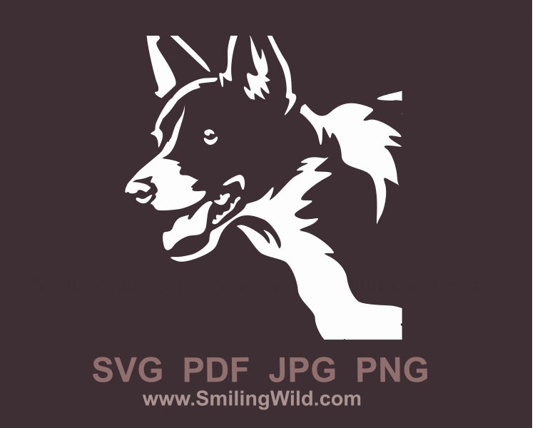 Running Smooth Border Collie SVG Clip Art Portrait, Hund weiß Vektor Grafik Datei