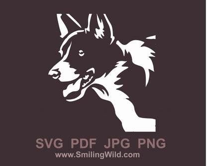 Running smooth border collie svg clip art portrait, dog white vector graphic file