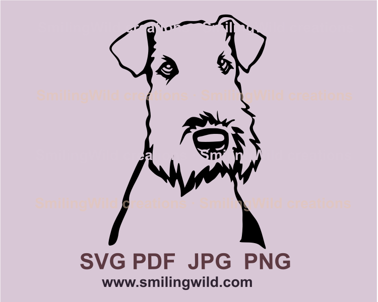 Airedale terrier frontal visualisation in vector line