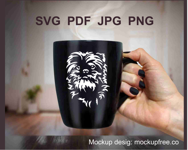 white affenpinscher image on a black mug