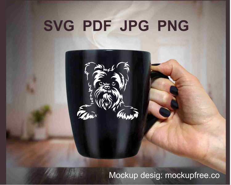 white affenpinscher image on black mug