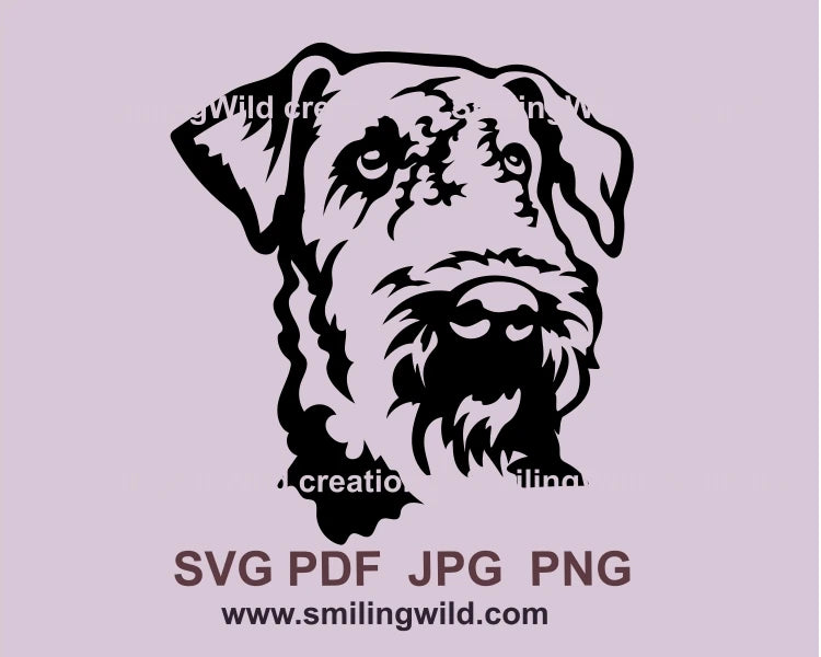 Airedale terrier svg vector clip art portrait, dog svg – Smiling Wild ...