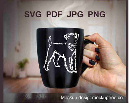 airedale terrier white print on a black mug