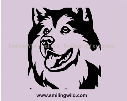 alaskan malamute line drawing close up