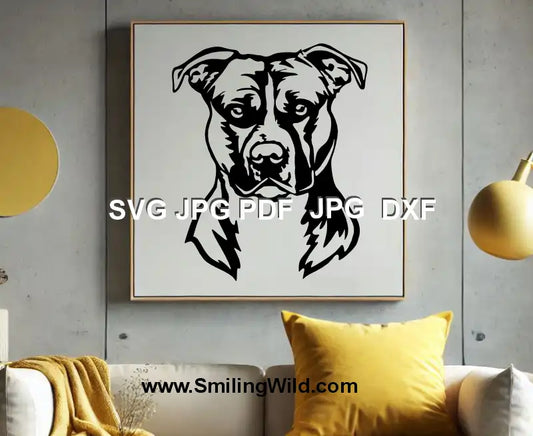 American Staffordshire Terrier DXF vector clipart for precise laser cutting and engraving
