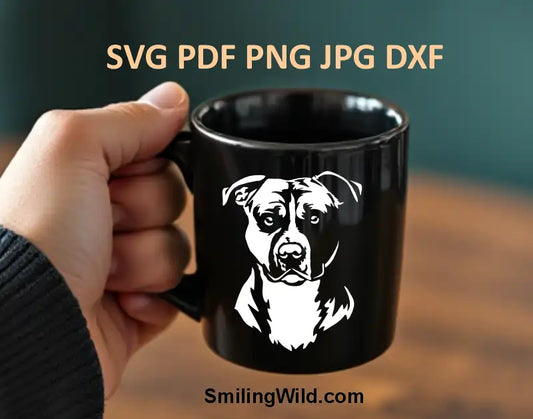 PNG and dxf vector clipart of American Staffordshire Terrier – realistic white dog head graphic for crafts and décor