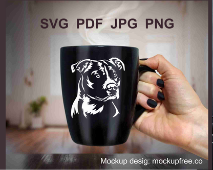 american staffordshire terrier cuttable graphic applied on a black mug