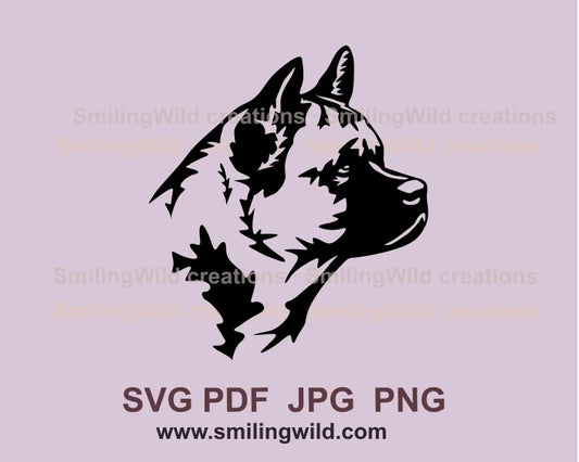 American akita profile graphic portrait