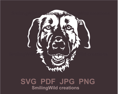 anatolian shepherd face frontal drawing in white graphic