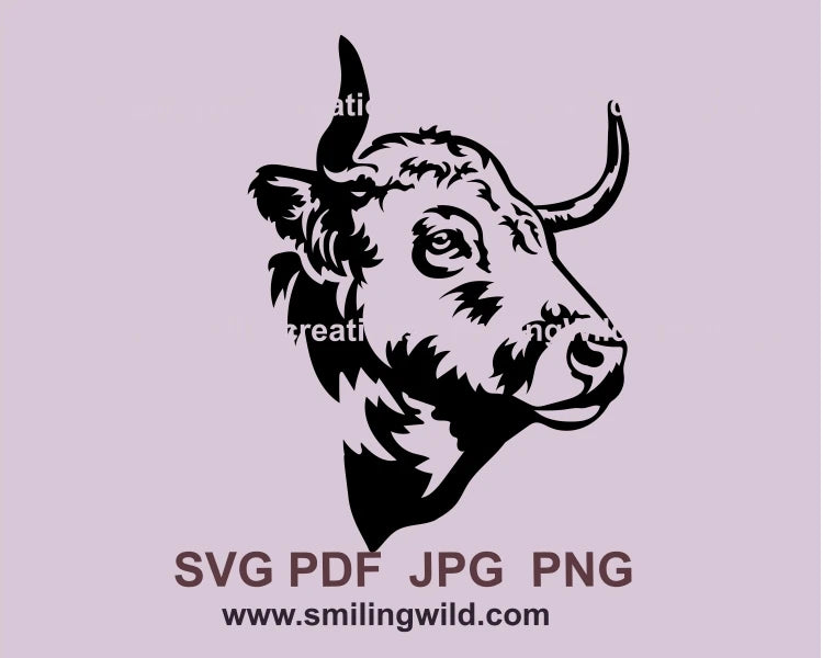 Aubrac cow with long horns in graphic art