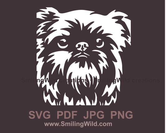 Brussels Griffon face clip art design 