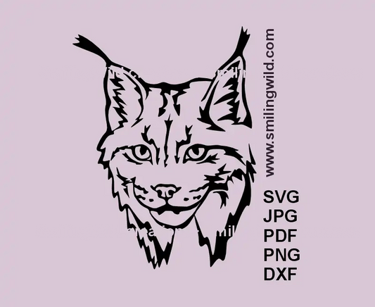 Canada Lynx head SVG and png laser cut file – detailed wildlife vector for Glowforge and Cricut

