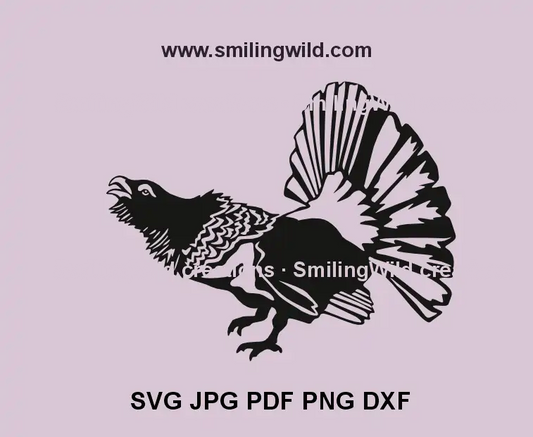  Capercaillie SVG, png and dxf design in profile portrait for laser cut wildlife crafts