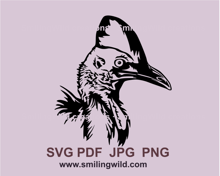 cassowary drawing in a svg graphic style black color image
