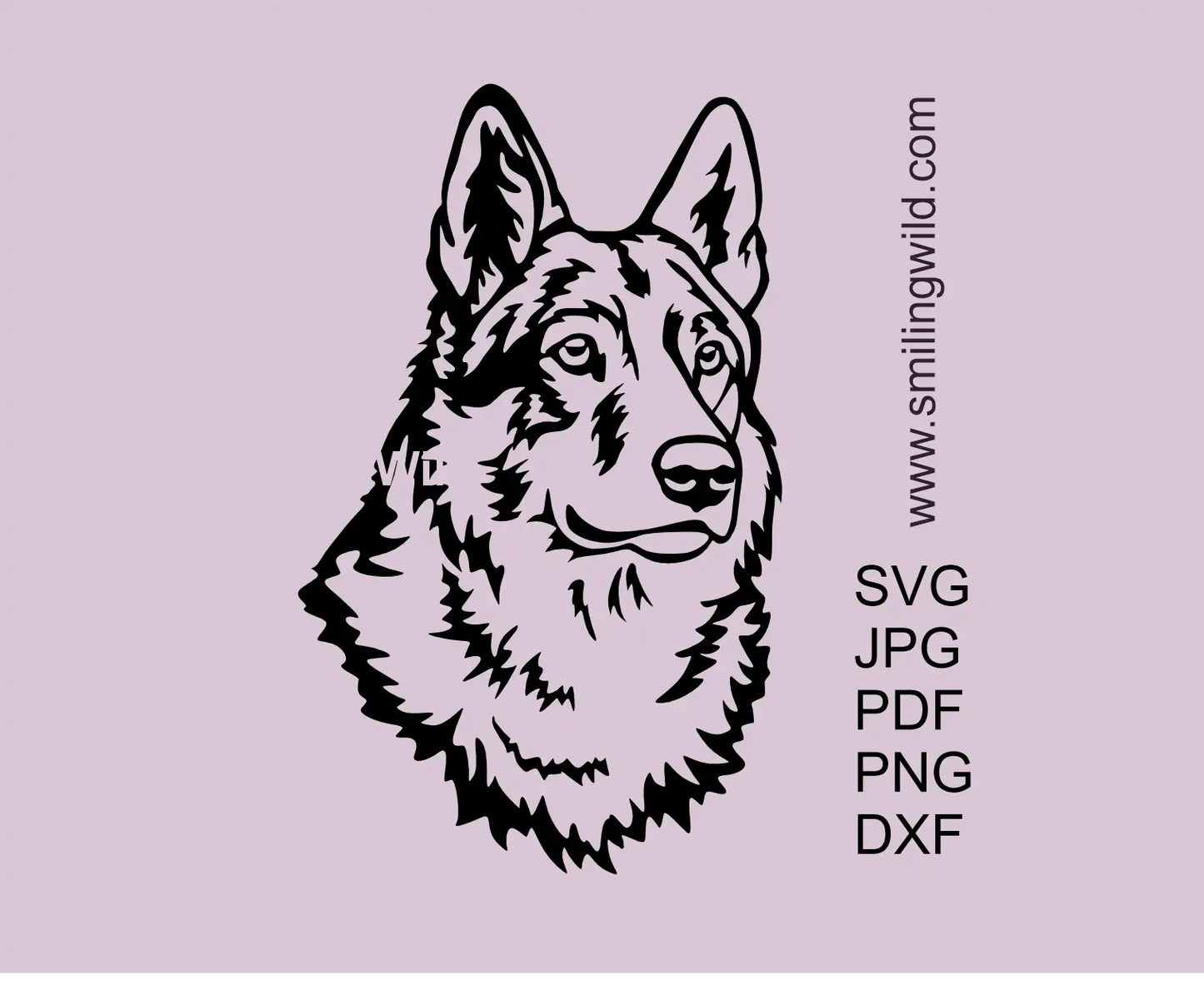 Czechoslovakian Wolfdog head portrait SVG clipart cut file in svg, png and dxf graphic images preview