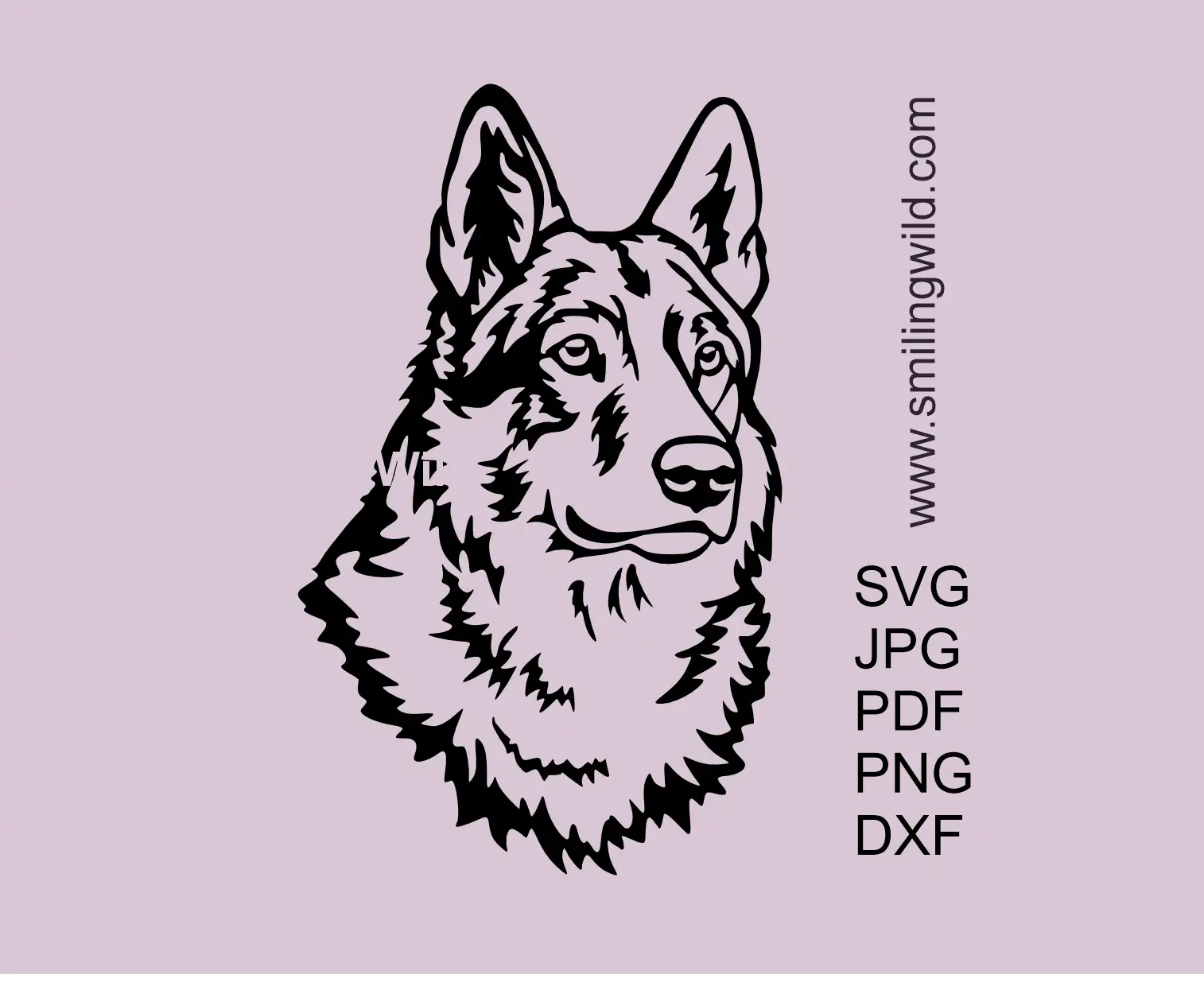 Czechoslovakian Wolfdog head portrait SVG clipart cut file in svg, png and dxf graphic images preview