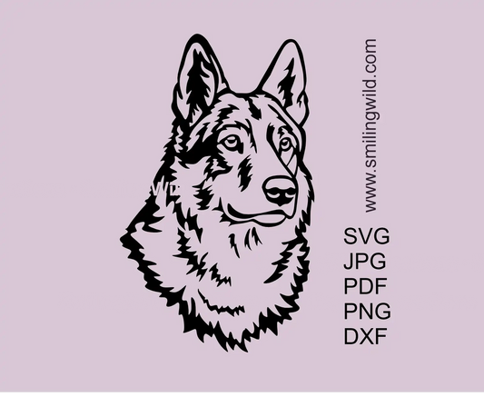 Czechoslovakian Wolfdog head portrait SVG clipart cut file in svg, png and dxf graphic images preview