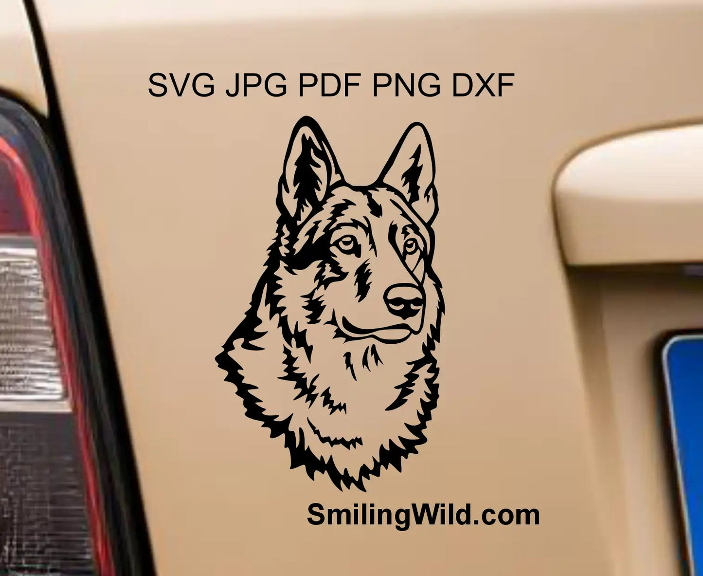 Czechoslovakian Wolfdog face svg and png vector artwork with clean cutting lines