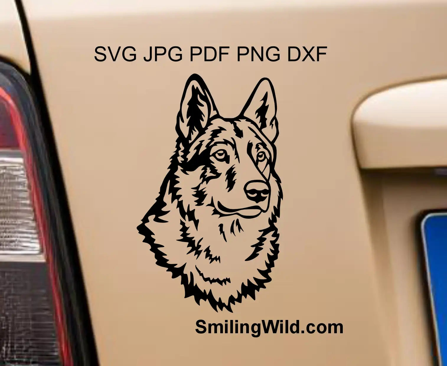 Czechoslovakian Wolfdog face svg and png vector artwork with clean cutting lines